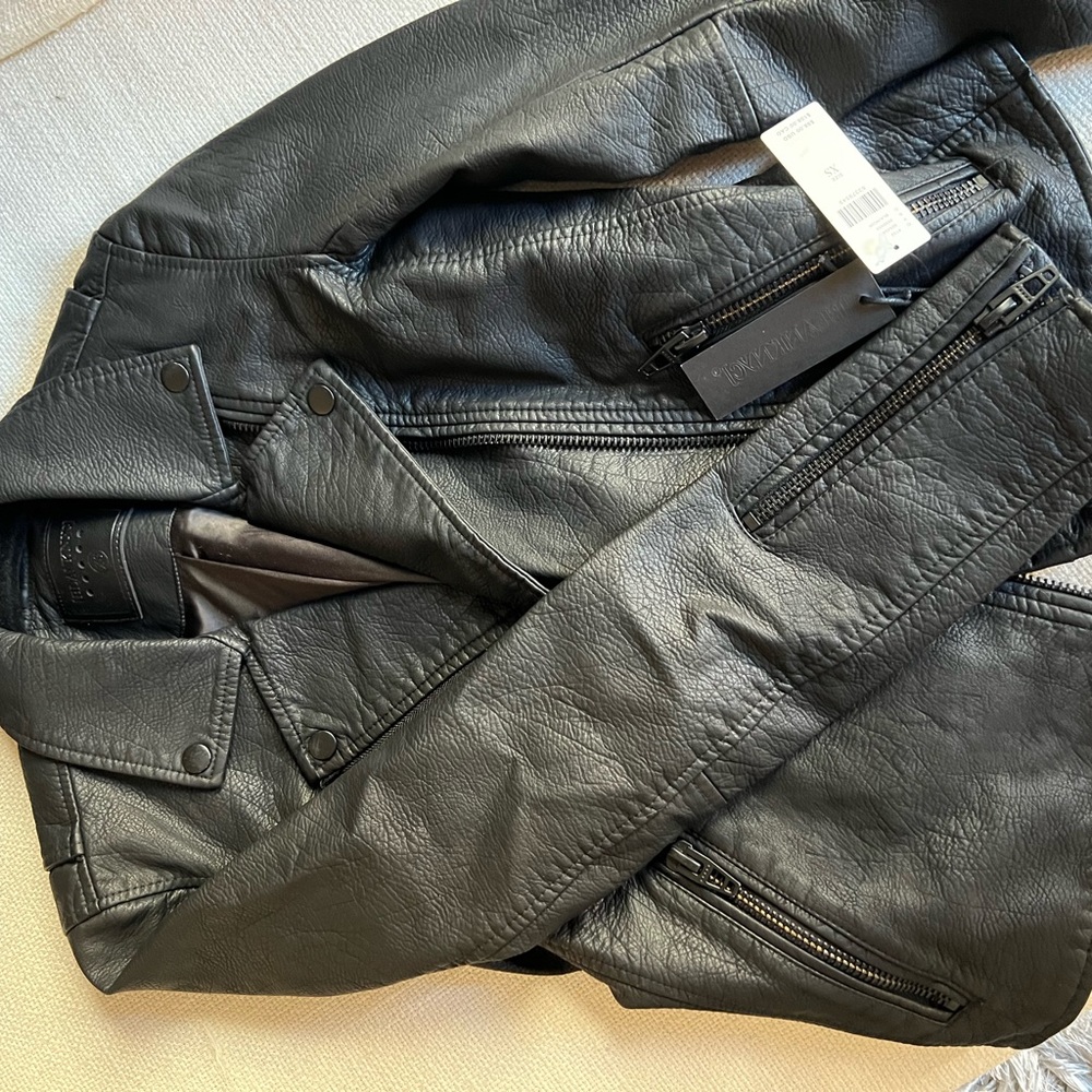 Anthropologie black leather jacket size XS